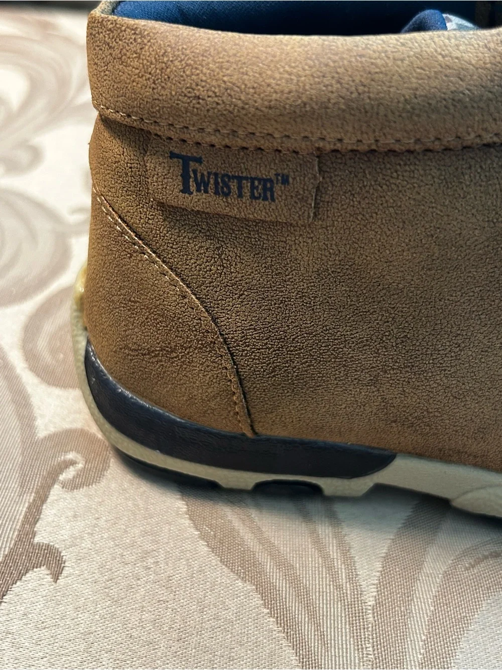 Twister Caleb Boys 11 Faux Brown Suede Blue Camo Light Up High Top Shoes Weatern